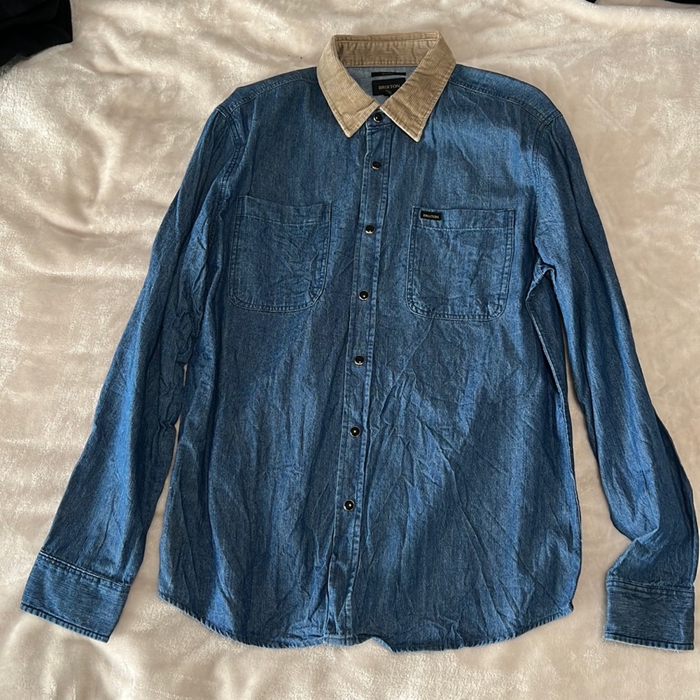 Men’s Brixton denim button up shirt. Size medium. Never worn